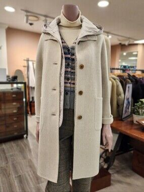 BCBG Korea Mink River 2-in-1 Long Coat Detachable Hood